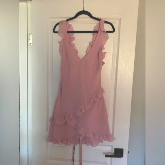 House of CB | Pink Quartz Ruffle Mini Dress | Size L - Picture 7 of 11